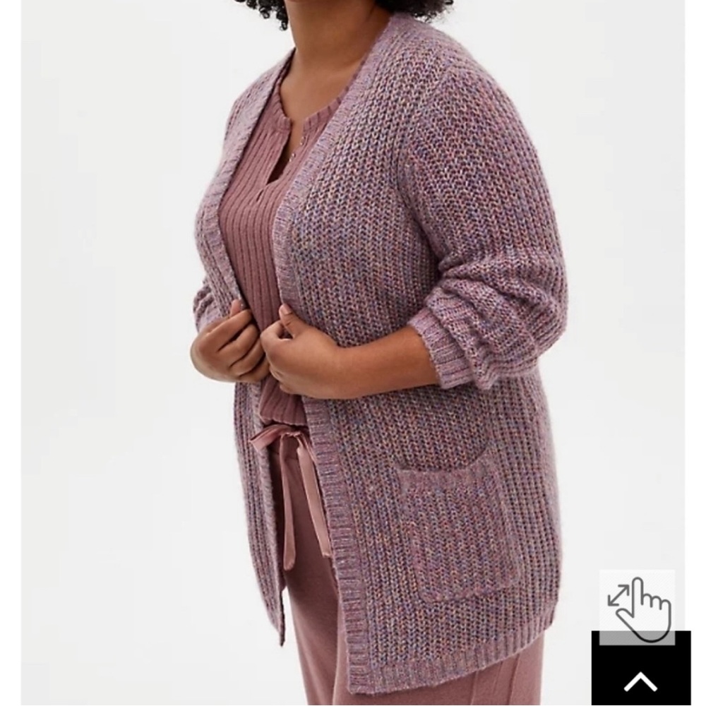 Torrid Metallic Pink Multi Color Open Front Cardi… - image 2